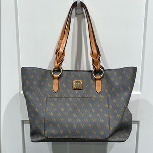 Dooney & Bourke Blakely Tammy Tote Signature Logo Pattern Slate/Tan